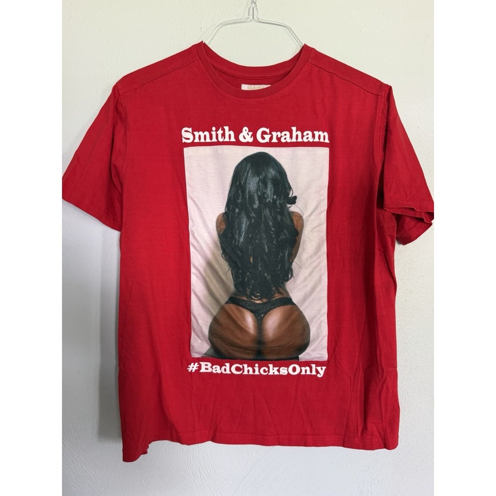 Smith & Graham #BadChicksOnly Crewneck Graphic T-shirt Sz L Y2K Streetwear rare